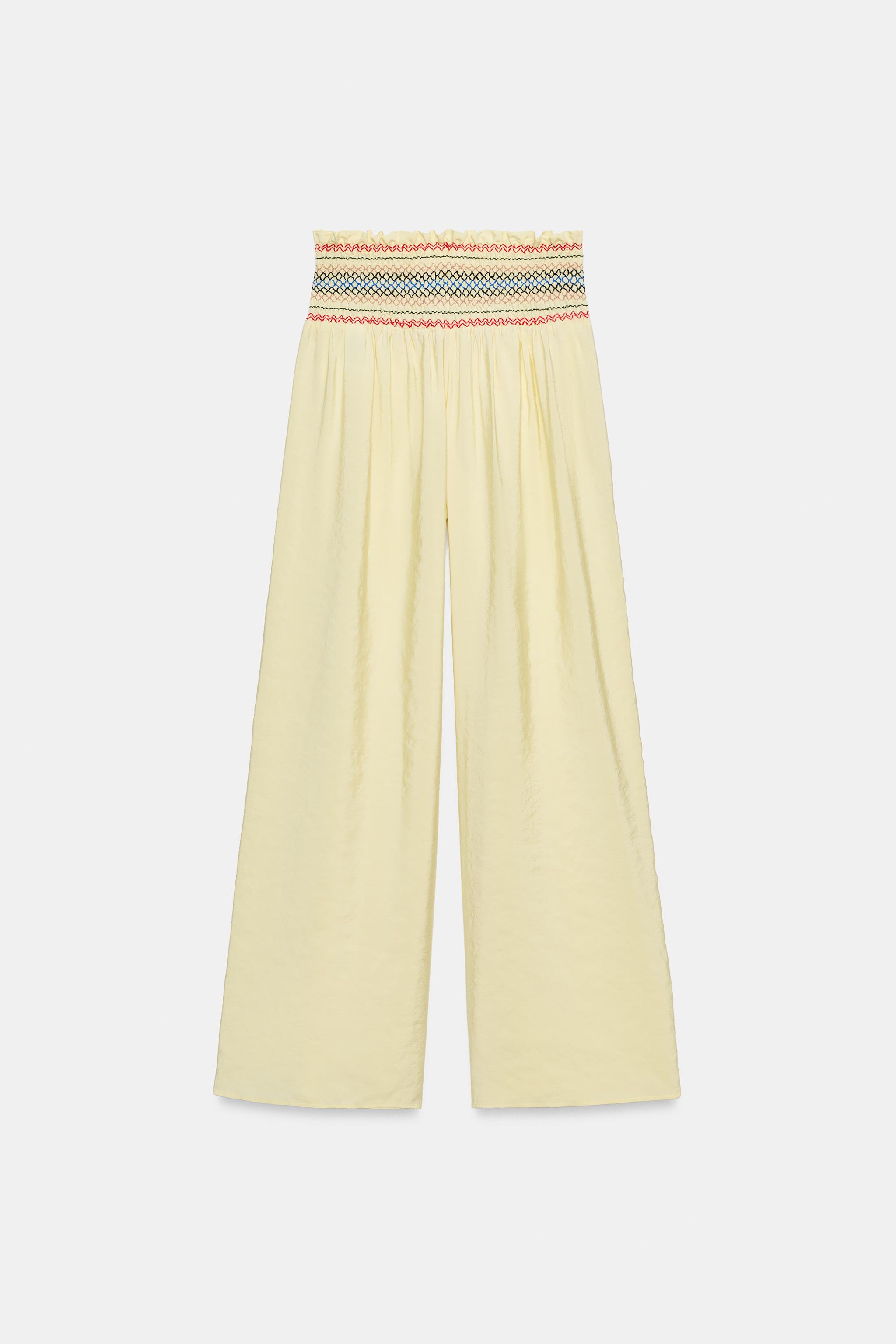 ELASTIC WAIST WIDE LEG PANTS